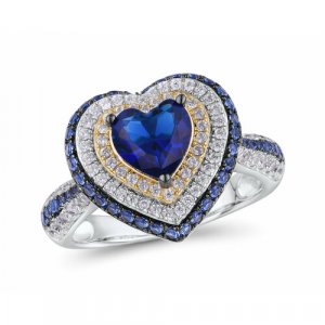 Перстень , серебро, 925 проба, фианит, сапфир синтетический, размер 18, серебряный, синий VALTERA. Цвет: синий/серебристый