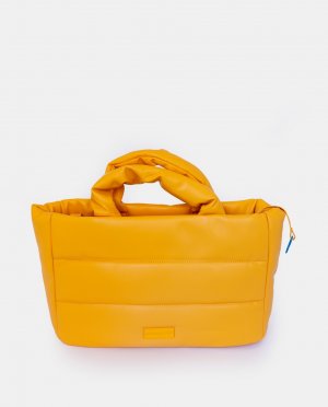 Стеганая сумка-шоппер горчичного цвета с деталями в виде облаков Agatha Ruiz de la Prada, горчичный Prada