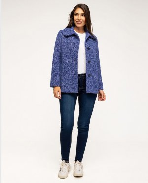 Женское пальто с большим рубашечным воротником , синий Fsh. Цвет: синий