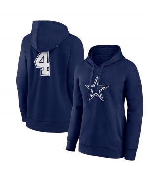 Женская брендовая толстовка с капюшоном и темно-синим пуловером v-образным вырезом логотипом Dak Prescott Dallas Cowboys Player Icon, темно-синий Fanatics