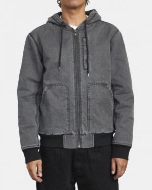Мужская Куртка-Бомбер Hooded Canvas RVCA. Цвет: серый