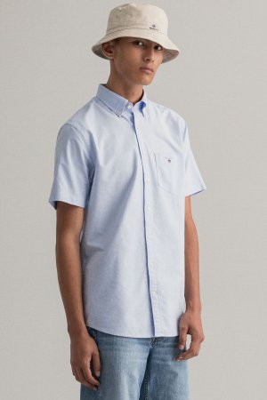 Оксфордская рубашка обычного кроя с короткими рукавами, синий Gant