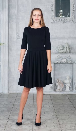 Базовое черное платье миди с широкой юбкой Victoria Filippova
