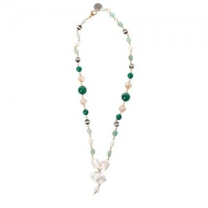 Ожерелье A118 зеленый+белый+сиреневый UNI Marina Fossati