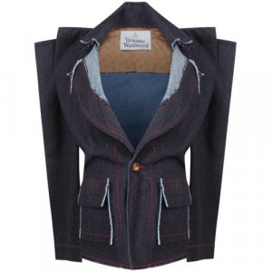 Пиджак , средней длины, силуэт прилегающий, размер m, синий Vivienne Westwood. Цвет: синий