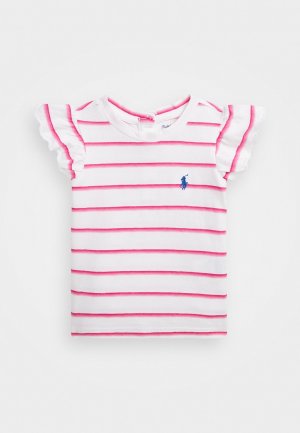 Футболка с принтом BABY RUFFLES TEE , цвет pink/blue Polo Ralph Lauren