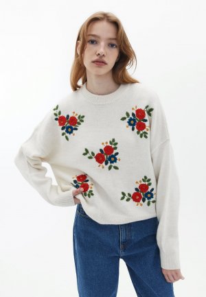 Вязаный свитер EMBROIDERED , цвет buttercream OXXO
