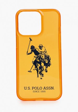 Чехол для iPhone U.S. Polo Assn. 13 Pro TPU FLUO Logo Big horse Hard Orange. Цвет: оранжевый