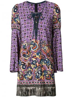 Платье с узором пейсли и бахромой Anna Sui. Цвет: розовый