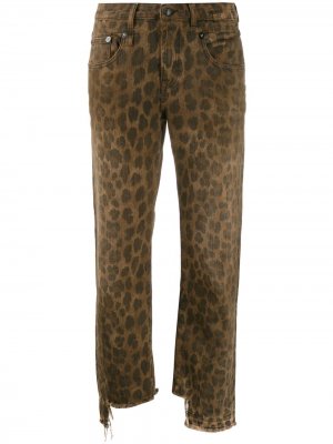 Укороченные джинсы с леопардовым принтом R13. Цвет: коричневый