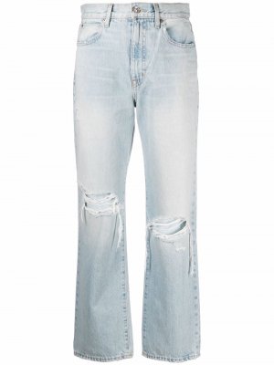 Укороченные джинсы прямого кроя с прорезями Slvrlake. Цвет: синий
