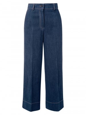 Плиссированные укороченные джинсы Chiara до щиколотки Akris punto, синий Punto