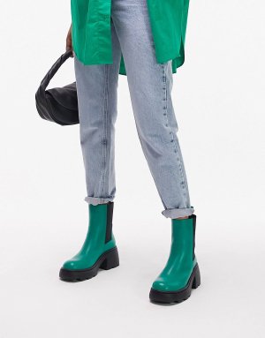 Зеленые массивные ботинки челси Margot Topshop
