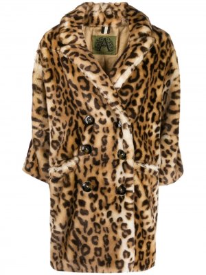 Двубортное пальто с леопардовым принтом Alessandra Chamonix