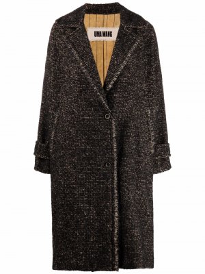 Однобортное пальто с бахромой Uma Wang. Цвет: черный