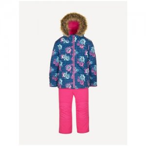 Комплект для девочки (куртка, полукомбинезон), Gusti, GW21GS826-MARINE, размер 3/98 GUSTI. Цвет: синий/розовый