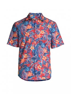 Рубашка с короткими рукавами и цветочным принтом La Cruz на побережье Багамских островов , цвет flare Tommy Bahama