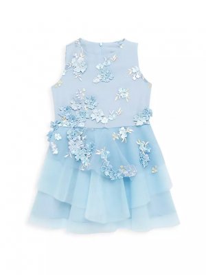 Платье с цветочной вышивкой из искусственного жемчуга для маленьких девочек и , синий Zoe