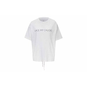 Back Shoelace Design Short Sleeve T-Shirt Women Tops White 10020850-A01 Converse