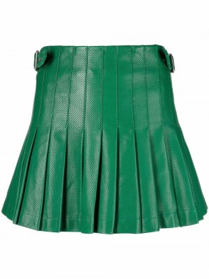 Кожаная юбка с плиссировкой Philosophy Di Lorenzo Serafini. Цвет: зеленый