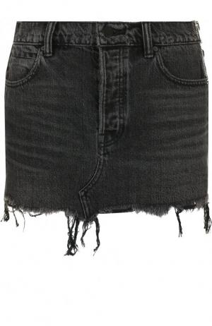 Джинсовая мини-юбка с потертостями Denim X Alexander Wang. Цвет: серый