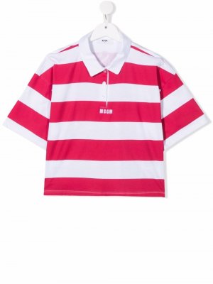 TEEN cotton cropped polo shirt MSGM Kids. Цвет: розовый