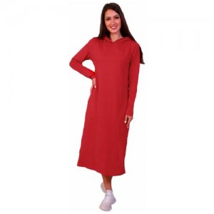 Платье женское Миллена Шарм 49512 синее 48р-р длинное повседневное толстовка с капюшоном MillenaSharm. Цвет: красный