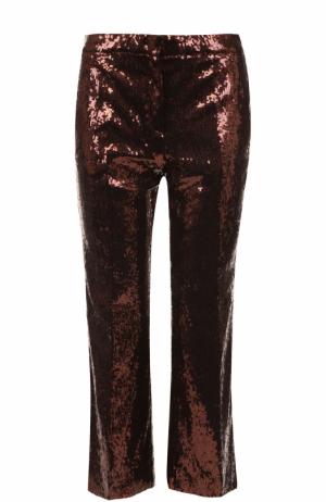 Укороченные расклешенные брюки с пайетками No. 21. Цвет: бронзовый