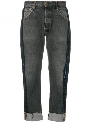 Укороченные джинсы с полосками из пайеток Kendall+Kylie. Цвет: черный