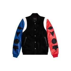 Мужская кожаная университетская куртка с рукавами Yin Yang, черная AT9959-010 Jordan