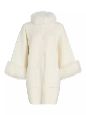 Кашемировое пальто с меховой отделкой , цвет off white Maximilian