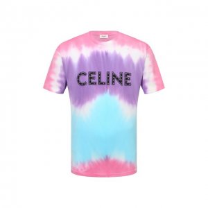 Хлопковая футболка Celine. Цвет: разноцветный