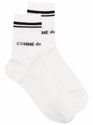 Носки вязки интарсия с логотипом Comme Des Garçons Homme Plus. Цвет: белый