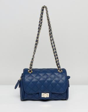 Маленькая стеганая сумка через плечо Knightsbridge Marc B. Цвет: темно-синий