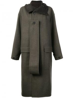 Однобортное пальто в стиле оверсайз Ports 1961. Цвет: зеленый