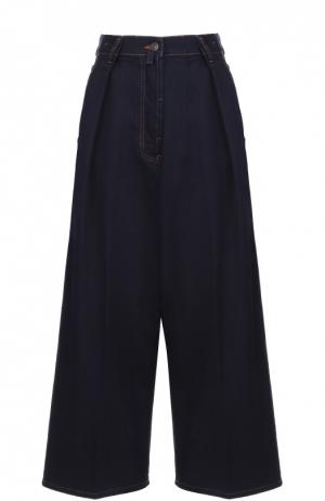 Укороченные широкие джинсы с завышенной талией и защипами Dries Van Noten. Цвет: синий
