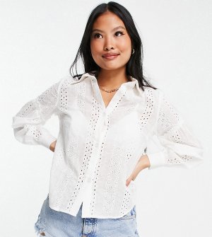 Белая рубашка с ажурной вышивкой -Белый Parisian Petite