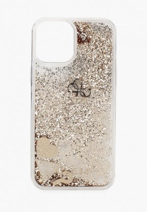 Чехол для iPhone Guess 12 Pro Max (6.7), Liquid Glitter Charms Gold. Цвет: золотой