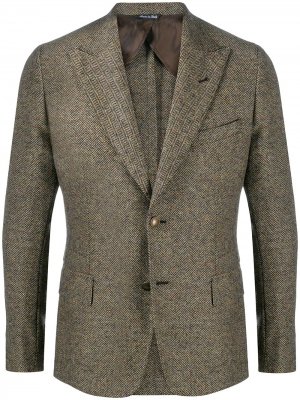 Пиджак строгого кроя с узором в елочку Reveres 1949. Цвет: коричневый