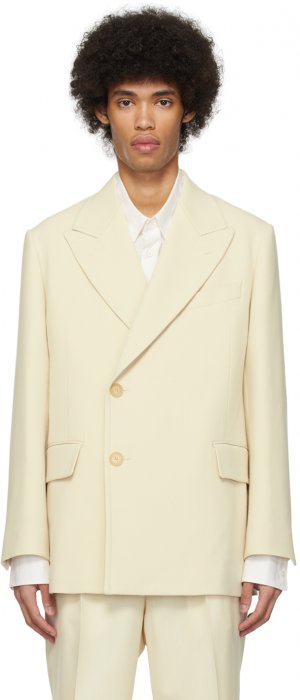 Кремового цвета двубортный пиджак Auralee
