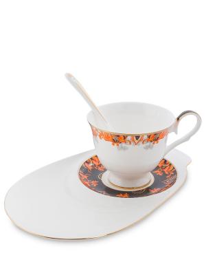 Чайная пара Риомаджоре (Riomaggiore Pavone) Pavone. Цвет: белый, оранжевый