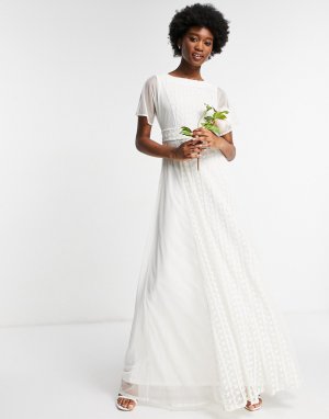 Белое свадебное платье мидакси с вышивкой и струящейся юбкой -Белый Frock and Frill