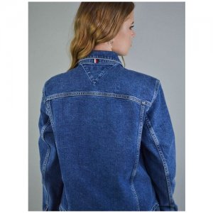 Куртка  демисезонная, силуэт прямой, карманы, размер S/36, синий TOMMY HILFIGER. Цвет: синий/голубой