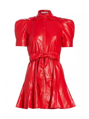 Расклешенное мини-платье Lurlene из искусственной кожи , цвет bright ruby Alice + Olivia