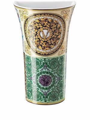 Ваза с принтом Barocco Mosaic (26 см) Versace. Цвет: зеленый