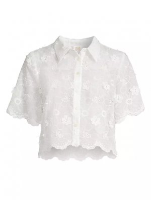 Укороченная рубашка с цветочным принтом и люверсами , белый Milly
