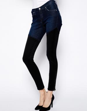 Джинсы скинни с черными вставками на штанинах Twiggy James Jeans. Цвет: гавана