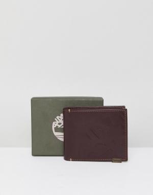 Кожаный бумажник багрового цвета Timberland. Цвет: коричневый