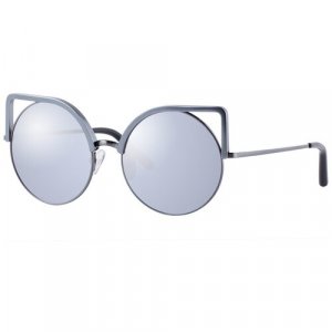 Солнцезащитные очки , круглые, оправа: металл, для женщин, серебряный Matthew Williamson. Цвет: серебристый