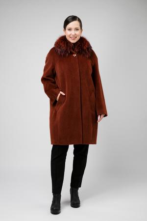 Утепленное пальто из альпака на большой размер Leoni Bourget. Цвет: терракот